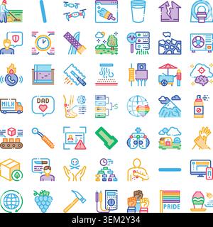 Outline icon collection showing diverse concepts and symbols Stock Vector