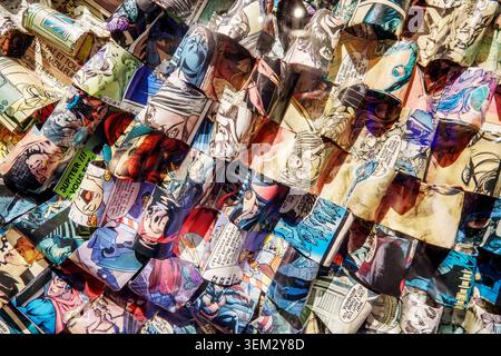 Atlantic Ocean,comic book art,pop culture artwork,graphic design,colorful illustration,superhero imagery,printed paper collage,abstract composition,mi Stock Photo