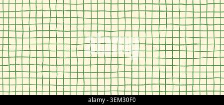Hand drawn square grid seamless pattern. Yellow green repeated doodled checkered background. Sketch thin checker paper texture. Pencil drawn journal sheet notebook template. Vector line planer page Stock Vector