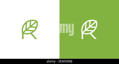 The R leaf logo design is simple and unique Stock Vector