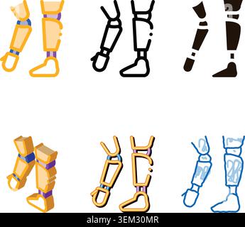 prosthetics of arms and leg orthopedic stylized vector icon Stock Vector