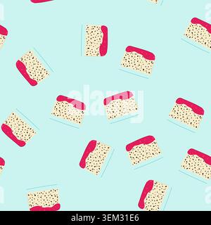 seamless pattern chia seed pudding with fruit puree layered dessert Stock Vector