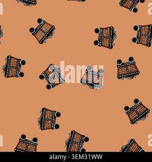 seamless pattern industry coal wagon cartoon vector Stock Vector