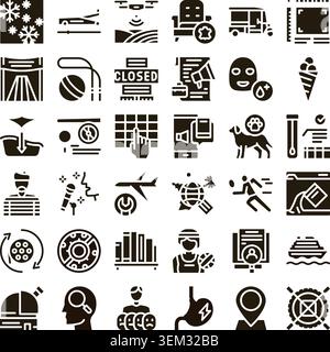 Diverse collection of pictograms outlining various concepts Stock Vector