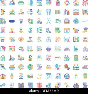 Diverse business and user interface multicolor line icons Stock Vector