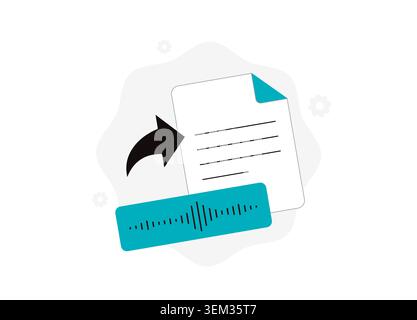 Voice to text conversion with ai speech recognition and audio transcription for digital documents. Transform voice recordings into editable text using ai automated transcription vector illustration Stock Vector