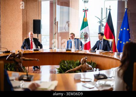 Johann Wadephul (CDU), Federal Foreign Minister, and Roberto Velasco Álvarez, Foreign Minister of Mexico, photographed during a meeting in Mexico City, 06/04/2026. Taken on behalf of the Foreign Office Stock Photo