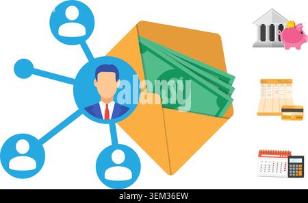 Financial Referral Program and Payroll Concept Stock Illustration Stock Vector