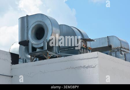HVAC as Heating Ventilating Air Conditioning.  Industrial air conditioning and ventilation systems. Stock Photo