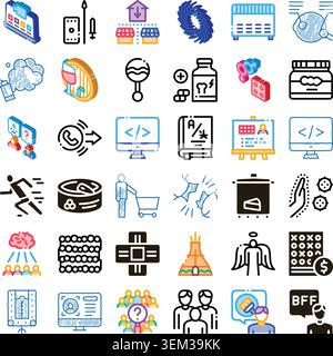 Diverse icon collection illustrating modern life concepts Stock Vector