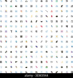 Big set different line and color icons business technology lifestyle Stock Vector