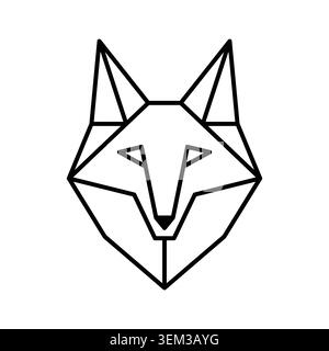 Geometric fox head vector line art logo icon design Stock Vector