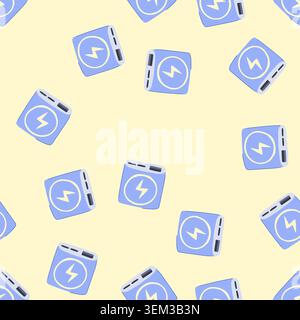 seamless pattern compact power bank wireless cartoon vector Stock Vector