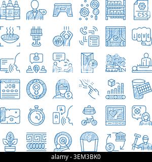 Hand drawn doodle set of business illustrations Stock Vector