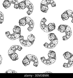 seamless pattern shrimp peeled sketch hand drawn Stock Vector