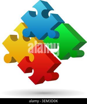 3D colorful jigsaw Stock Vector