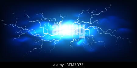 Bright lightning effect on black Stock Vector