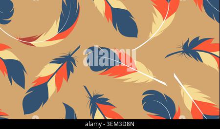 Cartoon bird feathers seamless pattern Stock Vector