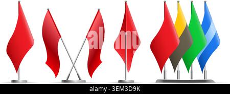 Realistic flags on stand Stock Vector