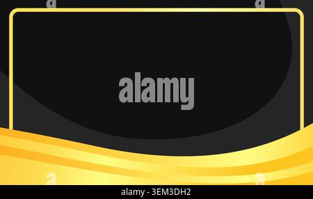 Golden frame sweep below sleek black background. Modern design invites bold visual storytelling. Ideal for luxury brand presentations or digital ads. Stock Vector