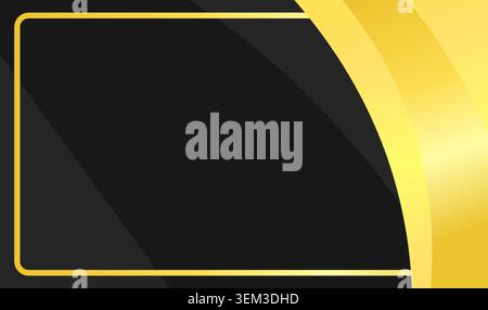 Bold gold frame glows against sleek black background. Modern design offers clean, elegant contrast. Ideal for presentations, premium ads, or branding. Stock Vector