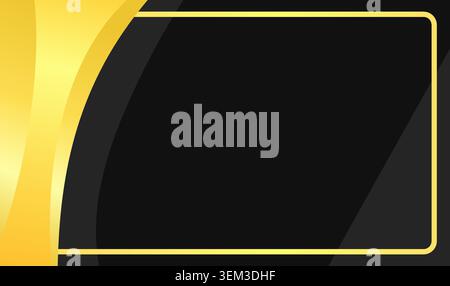 Bold gold frame accents on sleek black background. Define minimalist modern design. Perfect for presentations, branding, or digital overlays. Stock Vector