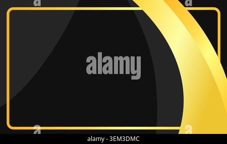 Black background with sleek gold frame. Bold curves add elegance and modern flair. Perfect for luxury branding or promotional content. Stock Vector