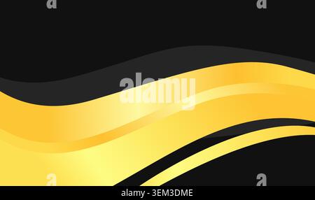 Abstract yellow wavy lines on dark background wallpaper. Suitable for modern designs, digital backgrounds, artistic projects, and creative concepts. Stock Vector