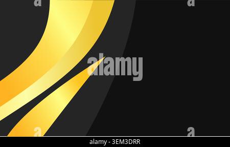 Bold gold curves gleam against a stark black background. Dynamic shapes suggest modern design. Perfect for luxury, fashion, or motion-themed projects. Stock Vector