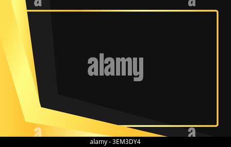 Golden frame edges gleam against a deep black backdrop. Modern design fits luxury presentations or digital interfaces. Use for branding, high-end ads. Stock Vector