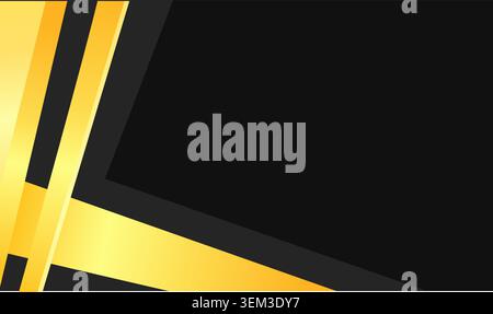 Bold golden lines slash across deep black canvas. Geometric precision meets luxurious contrast. Ideal for branding, advertising, or high-end campaigns Stock Vector