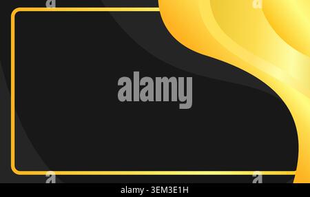 Black canvas framed in curved gold waves flow beside it. Modern, elegant, and bold. Perfect for ads, banners, or digital displays. Stock Vector