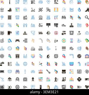 Diverse linear icons collection illustrating daily life activities Stock Vector