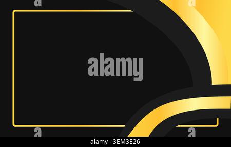 Golden lines curve against a deep black background. Minimalist design exudes luxury and sophistication. Perfect for banners, ads, or premium branding Stock Vector