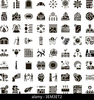 Various black glyph pictograms representing different concepts Stock Vector