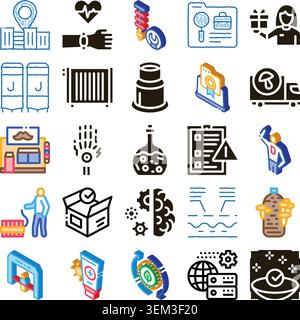 Business technology logistics and medical icons collection Stock Vector