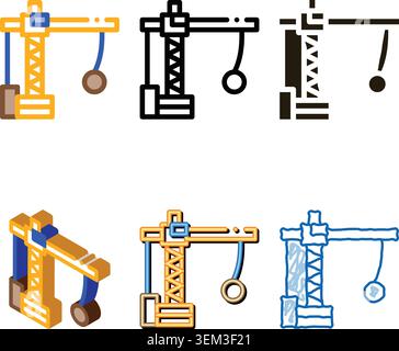 minimal demolition crane icon vector outline Stock Vector