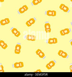 seamless pattern spicy mustard bottle cartoon vector Stock Vector