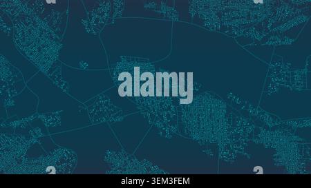 Dark blue city map texture with detailed street network and residential blocks. Vector illustration Stock Vector