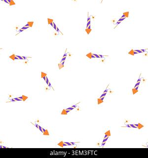 pattern holiday firework rocket cartoon vector Stock Vector