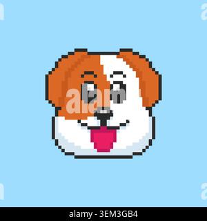 Pixel art cute dog game asset design Stock Vector