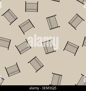 seamless pattern Black silhouette decorative metal fence icon design Stock Vector