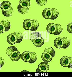 pattern ingredient amla sketch hand drawn Stock Vector