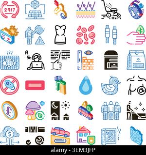 Collection of various business and service isometric icons Stock Vector