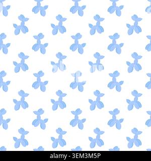 Seamless diagonal pattern of light blue balloon dog shapes on white background, playful decorative design for wallpapers, textiles Stock Vector