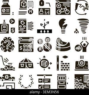 Various business services and problems glyph icons Stock Vector