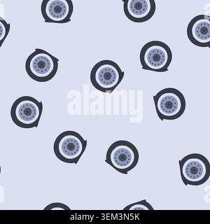 seamless pattern punctured wheel showing a flat tire on white background Stock Vector