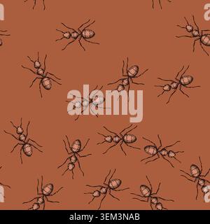 pattern nest ant sketch hand drawn Stock Vector