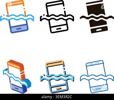 minimal waterproof material phone vector thin line icon Stock Vector