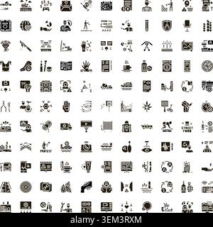 Universal digital icon set creating concept flat glyphs Stock Vector